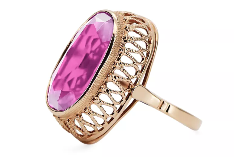 Anillo Joyería vintage Amatista Oro rosa antiguo original de 14k vrc129r